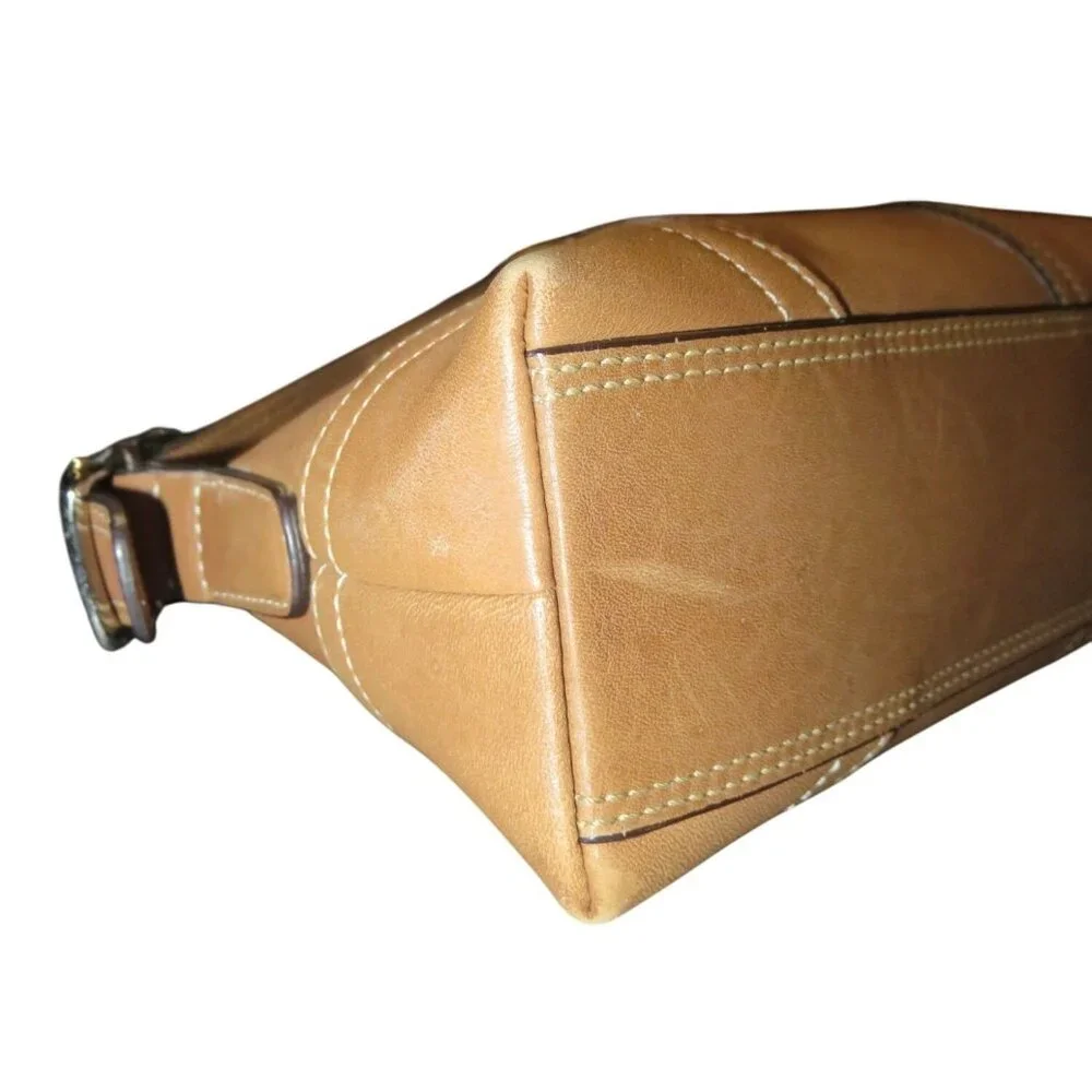 Coach 2005 Tan Leather Mini Baguette Hobo Satchel Bag 8A64